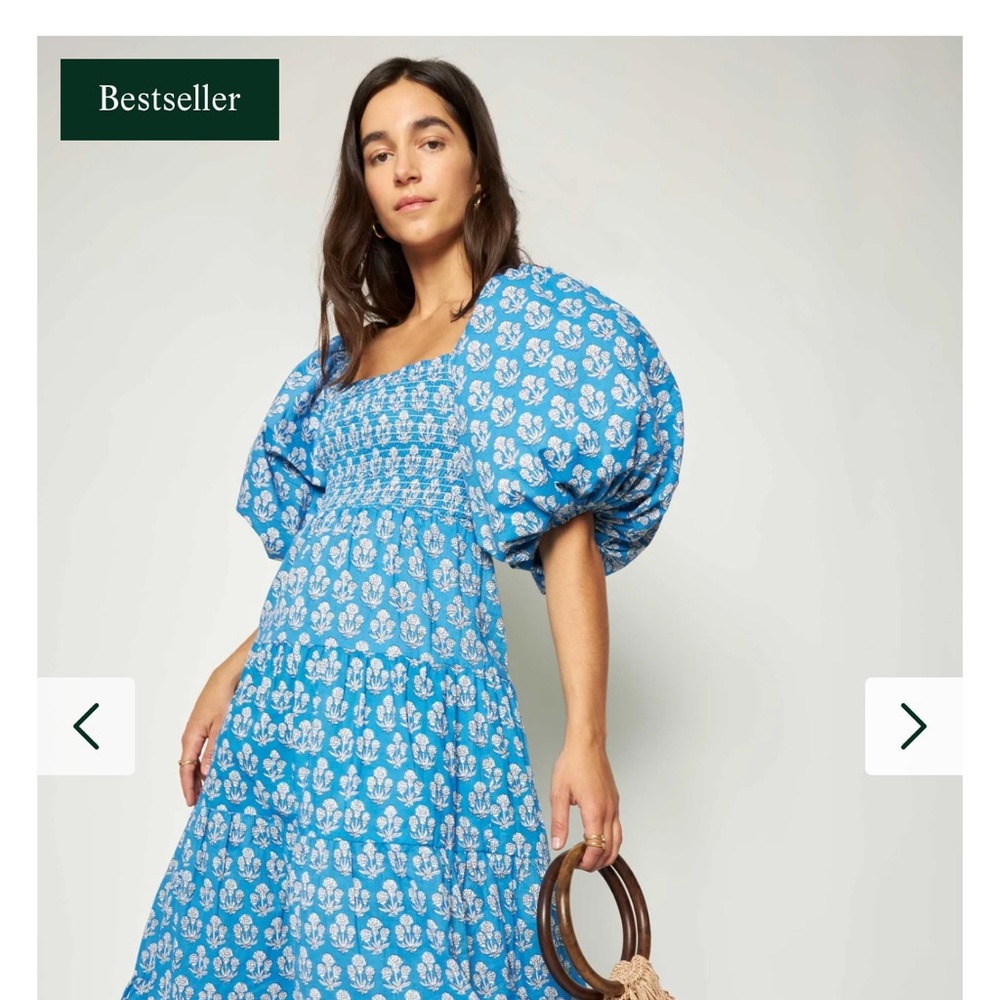 All Things Mochi “Ivory Reversible Dress in Blue”
